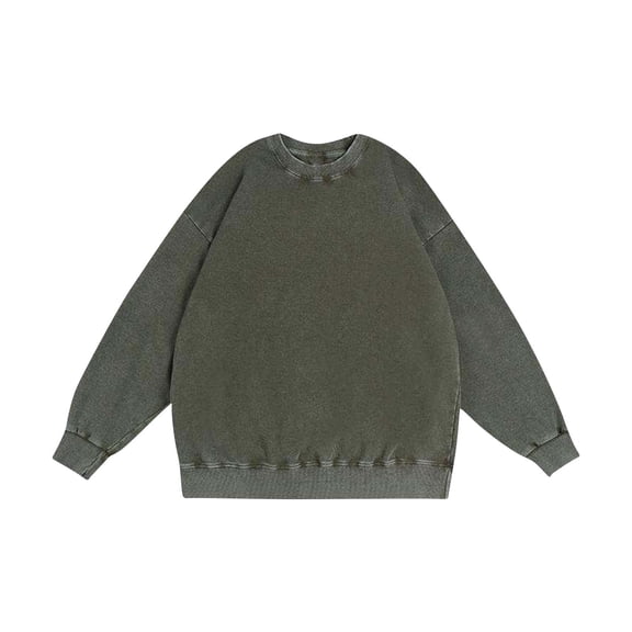 Mens Big & Tall Sweatshirts Plus Size S-5X Long Sleeve Crewneck Shirts Casual Solid Color Pullover Vintage Going-Out Streetwear Sweatshirt Tops