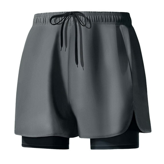Mens Big & Tall Swim Trunks with Compression Liner Board Shorts Drawstring Elastic Waist Bathing Suit for Beach Vacation