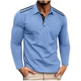thumbnail image 1 of Mens Big & Tall T Shirt, Long Sleeve Shirts for Men Fall Casual Loose Fit Solid Color Lapel Button Up T-Shirts M-3XL, 1 of 6