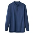 thumbnail image 1 of Mens Big & Tall T Shirts, Long Sleeve Shirts for Men Fall Dressy Casual Cotton Linen Solid Color Button Up V Neck Blouses M-5XL, 1 of 3