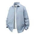 thumbnail image 1 of Mens Big & Tall T Shirts, Long Sleeve Shirts for Men Fall Dressy Casual Loose Fit Solid Color Lapel Button Down Blouses M-5XL, 1 of 6