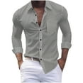thumbnail image 1 of Mens Big & Tall T-Shirts, Long Sleeve Shirts for Men Fall Fashion Plaid Printed Lapel Button Down Dressy Blouses with Pockets S-3XL, 1 of 3