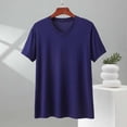 thumbnail image 1 of Mens Big & Tall T Shirts Plus Size L-5X Short Sleeve V Neck Tees Tops Casual Stretchy Slim Solid Color Pullover Loungewear Workout Modal-Tshirts Shirt, 1 of 6
