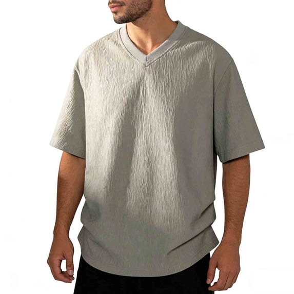 Mens Big & Tall T Shirts Plus Size M-5X Short Sleeve V Neck Tees Tops Casual Solid Color Pullover Slim Basic Loungewear Athletic Workout Tshirts Shirt