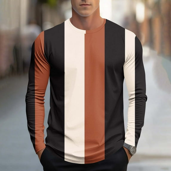 Mens Big & Tall T Shirts Plus Size S-4X Long Sleeve Crewneck Tshirts Shirt Casual Pullover Color Block Basic Breathable Going Out Loungewear Tees Tops