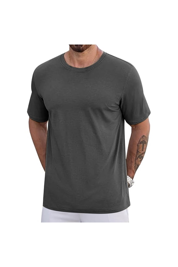 Mens Big & Tall T Shirts Plus Size S-5X Short Sleeve Crewneck Tees Tops Casual Solid Color Pullover Breathable Basic Loungewear Athletic Tshirts Shirt
