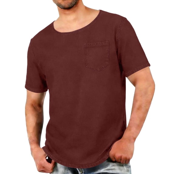 Mens Big & Tall T-Shirts Plus Size Summer Linen Short Sleeve Crewneck Tshirts Shirts for Men Dressy Casual Tees Tops with Pocket M-4X