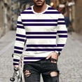 thumbnail image 1 of Mens Big & Tall T Shirts S-4X Plus Size Long Sleeve Crewneck Tshirts Shirt Casual Pullover Stripe Printed Slim Basic Going-Out Loungewear Tees Tops, 1 of 5