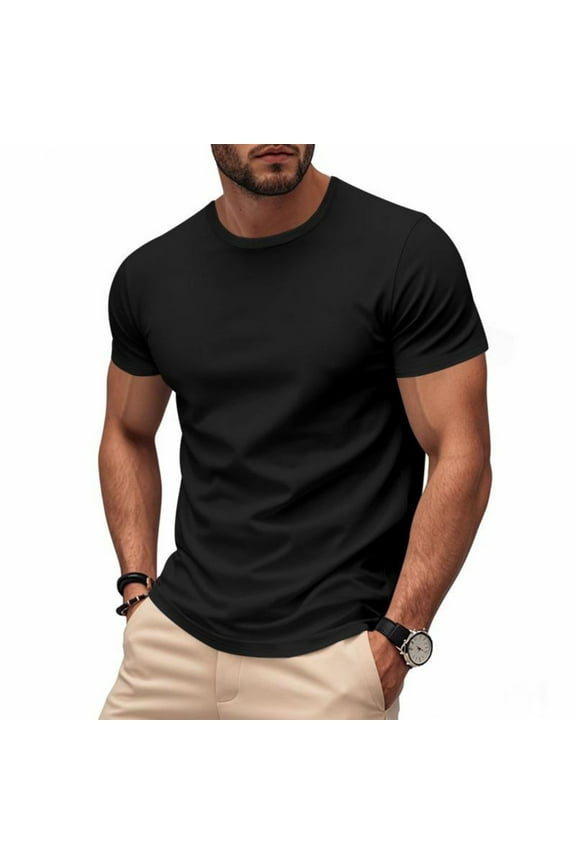 Mens Big & Tall T-Shirts S-4X Plus Size Short Sleeve Quick-Dry Gym Tees Tops Solid Stretchy Pullover Slim Crewneck Workout Running T Shirts