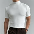 thumbnail image 1 of Mens Big & Tall T Shirts S-5X Plus Size Casual Mock Neck Short Sleeve Stretchy Slim Pullover Tees Tops Basic Solid Comfort T-Shirts, 1 of 8