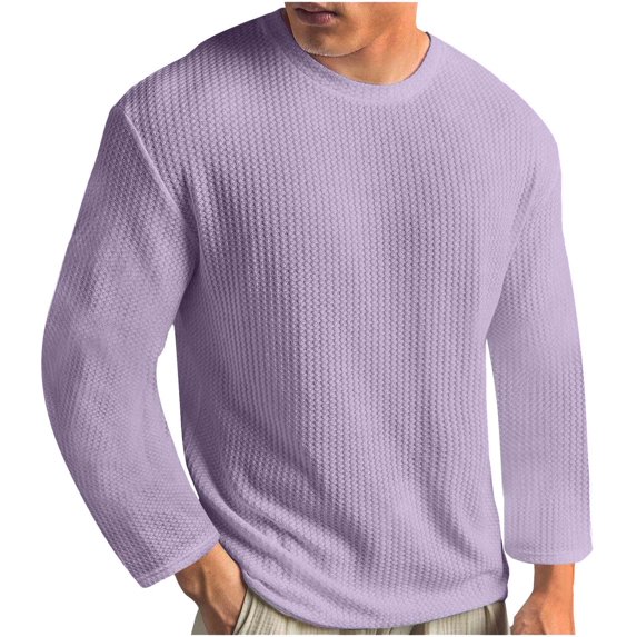 Mens Big & Tall T Shirts S-5X Plus Size Crewneck Long Sleeve Pullover T-Shirts Casual Solid Comfort Basic Going Out Loungewear Tops