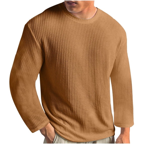 Mens Big & Tall T Shirts S-5X Plus Size Crewneck Long Sleeve Pullover T-Shirts Casual Solid Comfort Basic Going Out Loungewear Tops