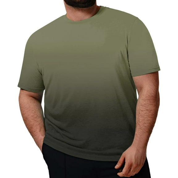 Mens Big & Tall T-Shirts Short Sleeve Plus Size 2X-5X Crewneck Tees Tops Casual Pullover Gradient Printed Basic Going-Out Loungewear Tshirts Shirts