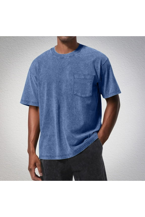 Mens Big & Tall T-Shirts with Pocket S-5X Plus Size Short Sleeve Tees Tops Casual Solid Color Pullover Crewneck Workout Tshirts Shirts