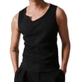 thumbnail image 1 of Mens Big & Tall Tank Tops M-5X Plus Size Sleeveless Irregular Neck Undershirts Shirts Pullover Stretchy Slim Basic Solid Color Athletic Workout Vests, 1 of 4