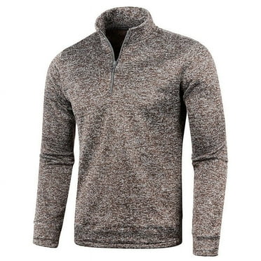 Mens Big & Tall Tops Plus Size Long Sleeve Half Zipper Stand Collared T Shirts Casual Solid Comfort Basic Pullover Work Tshirts Tops Savings M-4X