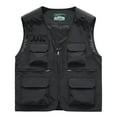thumbnail image 1 of Mens Big & Tall Vests M-6XL Plus Size Sleeveless Zip-Up V Neck Tank Tops with Multi-Pockets Solid Breathable Outdoor Hunting Fishing Vest, 1 of 3