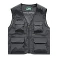 thumbnail image 1 of Mens Big & Tall Vests M-6XL Plus Size Sleeveless Zip-Up V Neck Tank Tops with Multi-Pockets Solid Breathable Outdoor Hunting Fishing Vest, 1 of 3