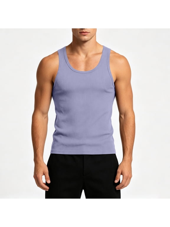 Mens Big & Tall Workout Tank Tops Plus Size Sleeveless Undershirts Shirts for Men Stretchy Slim Crewneck Moisture-Wicking Athletic Vests