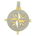 thumbnail image 1 of Mens Big XL 3'' Real Yellow Gold Sterling Silver Nautical Moon & Sun Compass Medallion Pendant Lab Diamonds 54 +Grams, 1 of 4