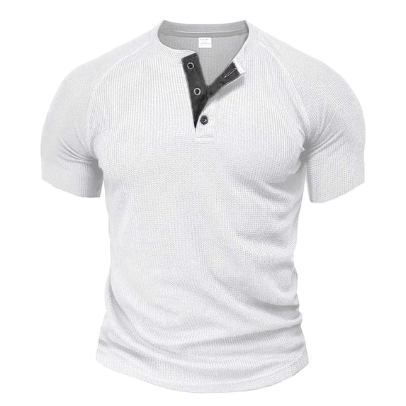 Mens Big and Tall Athletic Shirts, Raglan Short Sleeve Shirts for Men Summer Casual Solid Color Workout Crewneck Button Up T-Shirts