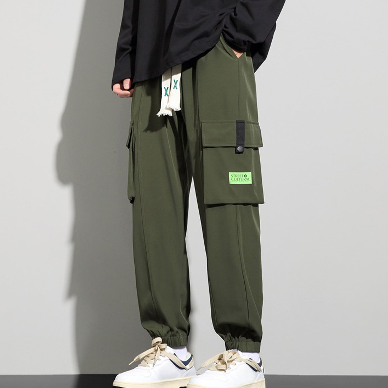 Mens Big and Tall Cargo Pants Plus Size Relaxed Drawstring Outdoor ...