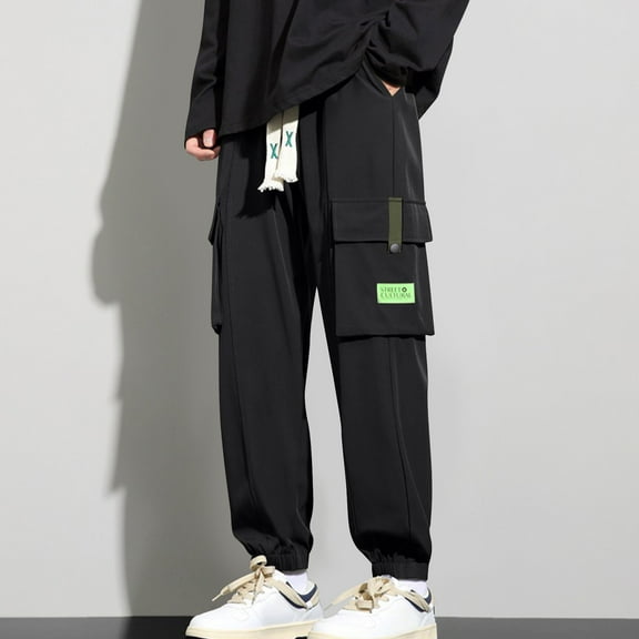 Mens Big and Tall Cargo Pants Plus Size Relaxed Drawstring Outdoor Hiking Trousers Multi Pockets Casual Solid Comfort Elastic Waist Tapered Pant M-8X