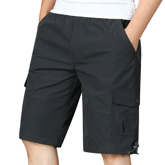 Mens Big and Tall Cargo Shorts Relaxed Fit Multi Pocket Stretch Short Solid Color Sports Training Breathable Shorts