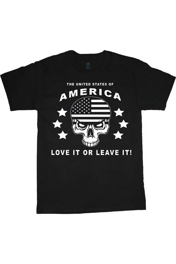 Mens Big and Tall Clothing Graphic Tees American Flag Skull T-shirt