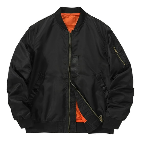 Mens Big and Tall Coats, Men's Bomber Jacket Lightweight Casual Spring Fall Windbreaker Zip Up Coat with Pockets M-4XL