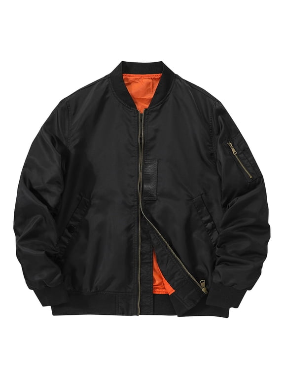 Mens Big and Tall Coats, Men's Bomber Jacket Lightweight Casual Spring Fall Windbreaker Zip Up Coat with Pockets M-4XL