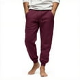thumbnail image 1 of Mens Big and Tall Fleece Sweatpants Elastic Bottom with Pockets, Relaxed Fit for Lounge & Casual​ Wine XL, 1 of 8