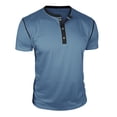thumbnail image 1 of Mens Big and Tall Henley Shirt, Short Sleeve Shirts for Men Summer Casual Loose Fit Vintage Solid Color Crewneck Button Up T-Shirts, 1 of 5