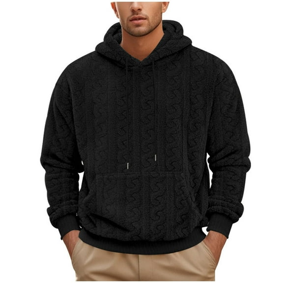 Mens Big and Tall Hoodies Pullover Fall Casual Oversized Long Sleeve Hooded Sweatshirt with Pockets for Men (Black 2XL)