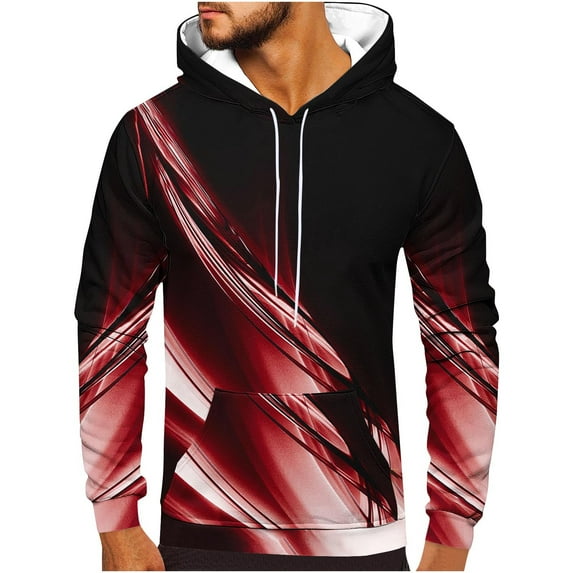 Mens Big and Tall Hoodies with Front Pocket Long Sleeve Pullover Sweatshirts Plus Size Gradient Printed Casual Comfort Sweatshirt Tops S-5X