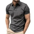 thumbnail image 1 of Mens Big and Tall Lapel T-Shirts, Short Sleeve Shirts for Men Summer Business Casual Solid Color Button Up Shirt Tops, 1 of 5