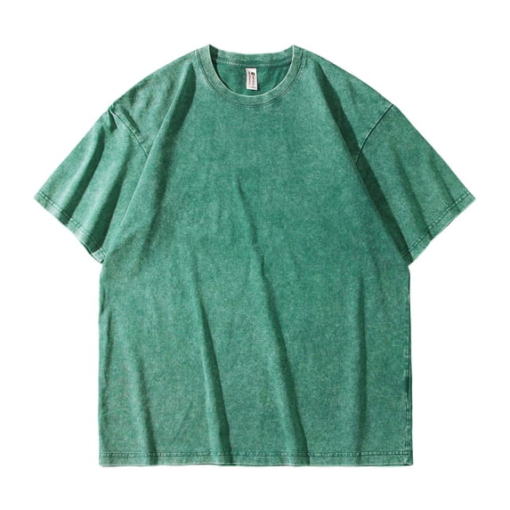 Mens Big and Tall Oversized T-Shirts, Short Sleeve Shirts for Men Summer Casual Vintage Solid Color Crewneck Tshirt Tops