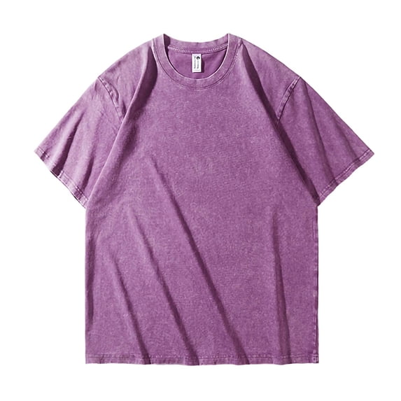 Mens Big and Tall Oversized T-Shirts, Short Sleeve Shirts for Men Summer Casual Vintage Solid Color Crewneck Tshirt Tops