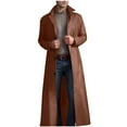 thumbnail image 1 of Mens Big and Tall PU-Leather Trench Coats S-5XL Plus Size Trendy Single-Breasted Long Jackets Casual Lapel Windbreaker Outerwear Coat, 1 of 5
