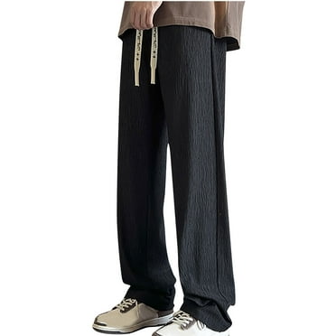 Mens Big and Tall Pants Plus Size M-5X Casual Drawstring Elastic Waist Wide Leg Trousers Loose Solid Lightweight Comfort Loungewear Pant Clearance