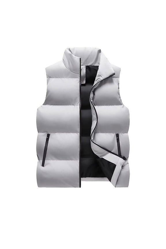 Mens Big and Tall Puffer Vest Winter Warm Puffy Vest Jacket Stand Collar Sleeveless Coat with Pockets for Golf Travel