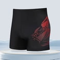 thumbnail image 1 of Bwndum Mens Big and Tall Quick Dry Swim Trunks 4XL Square Leg with Geometric Print SPORTS Lettering Black Red,Size 3XL, 1 of 3