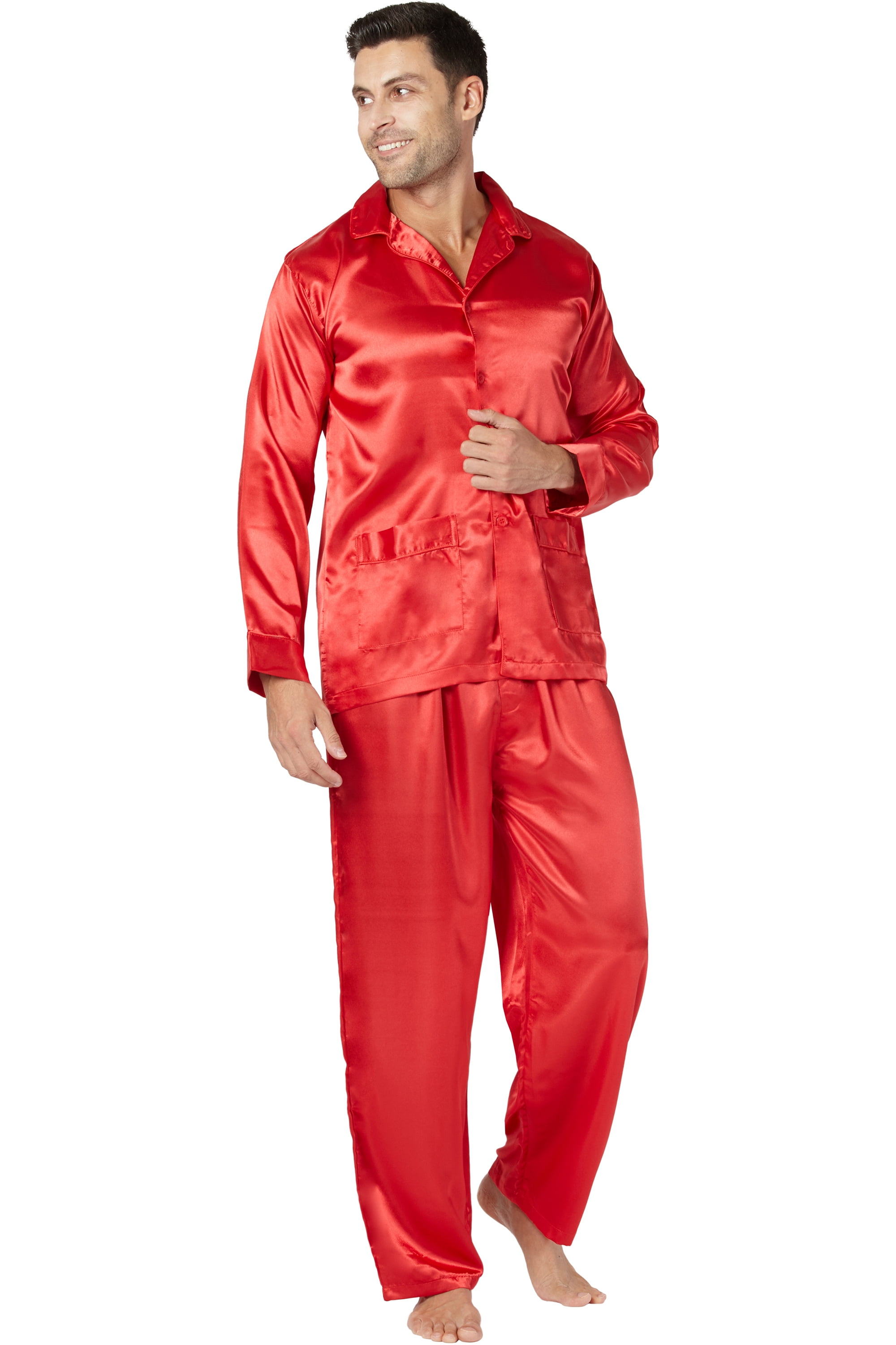 INTIMO Mens Big and Tall Satin Pajamas Maroon X Large Walmart