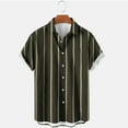 thumbnail image 1 of Mens Big and Tall Shirts M-4XL Plus Size Short Sleeve Button-Down Tshirts Shirt Lightweight Stripe Printed Casual Collared Tops with Pocket, 1 of 4