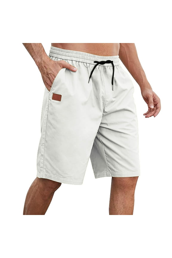 Mens Big and Tall Shorts with Pockets Plus Size M-4X Casual Drawstring Elastic Waist Straight Leg Solid Breathable Athletic Workout Short