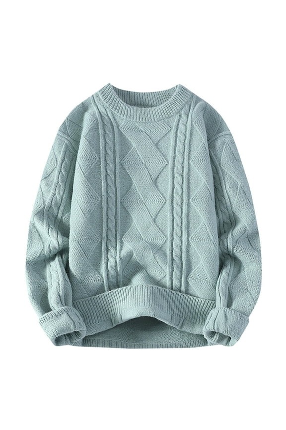 Mens Big and Tall Sweater, Fall Sweaters for Men Oversized Casual Loose Fit Solid Color Knitted Long Sleeve Pullover M-4XL