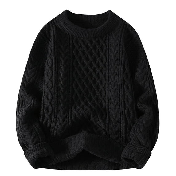 Mens Big and Tall Sweater, Long Sleeve Pullover for Men Fall Oversized Casual Loose Fit Solid Color Knitted Sweaters M-3XL