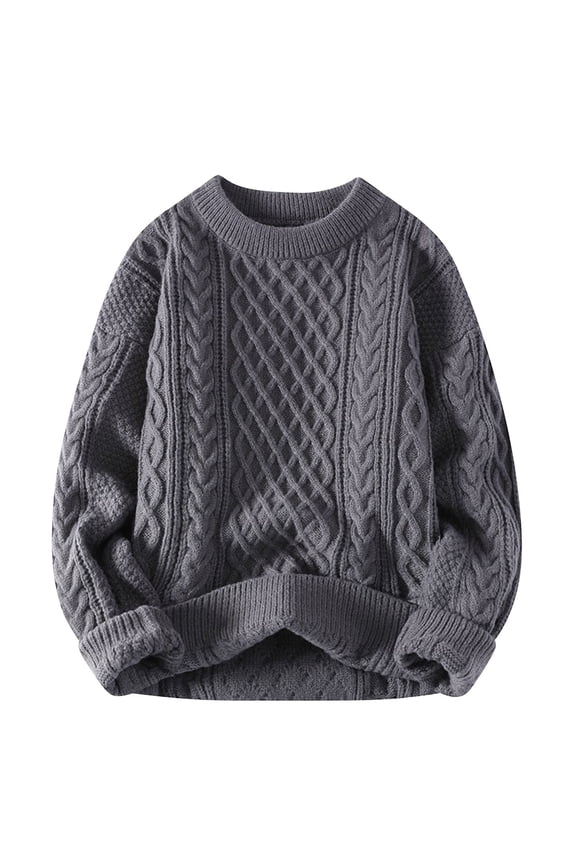 Mens Big and Tall Sweater, Long Sleeve Pullover for Men Fall Oversized Casual Loose Fit Solid Color Knitted Sweaters M-3XL