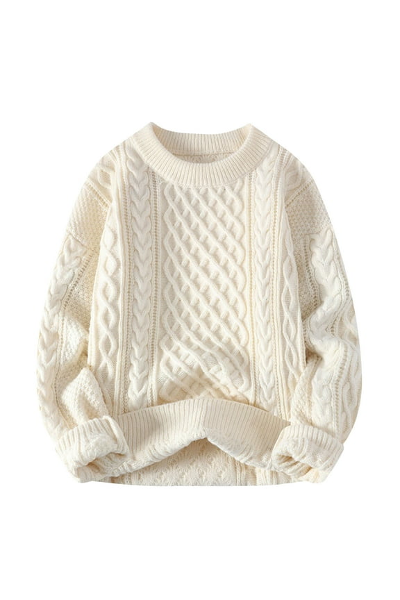 Mens Big and Tall Sweater, Long Sleeve Pullover for Men Fall Oversized Casual Loose Fit Solid Color Knitted Sweaters M-3XL