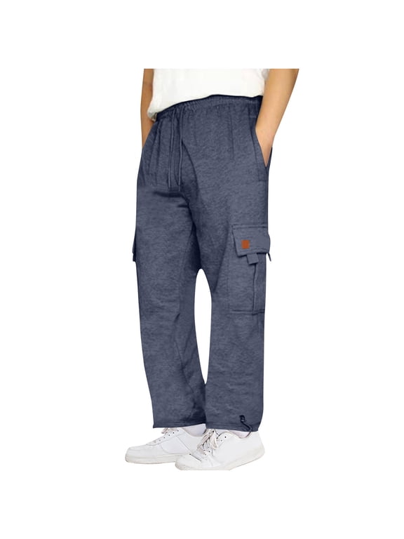 Mens Big and Tall Sweatpants with Multi-Pockets S-5X Plus Size Workout Pants Straight Leg Casual Drawstring Elastic Waist Athletic Trousers